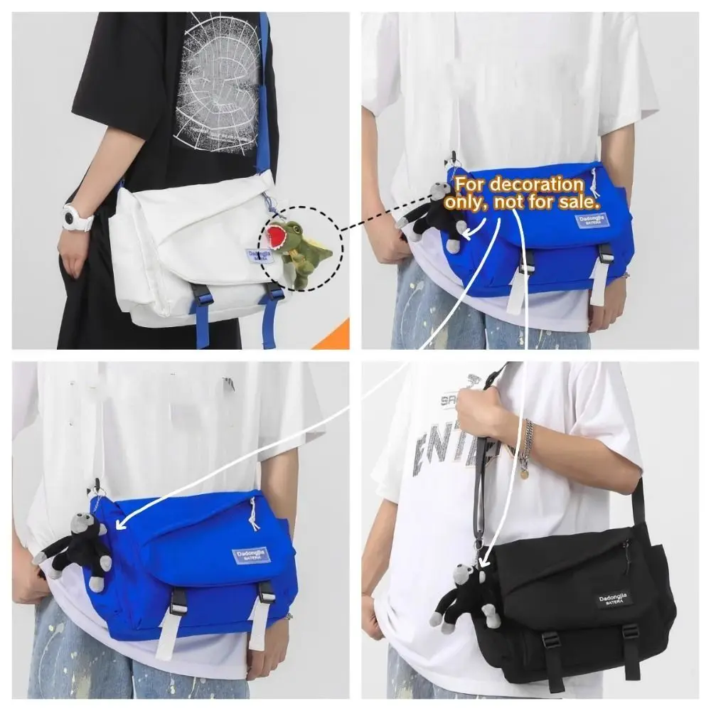 Durável simples bolsa de ombro feminino bukle grande capacidade saco de náilon masculino hip-hop armazenamento crossbody saco masculino