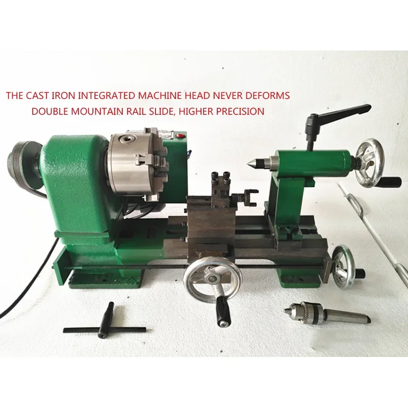 4-Jaw 80 Chuck Micro Instrument Small Lathe 220V/350W Precision Metal Instrument Milling Machine Household Desktop Lathe Tool