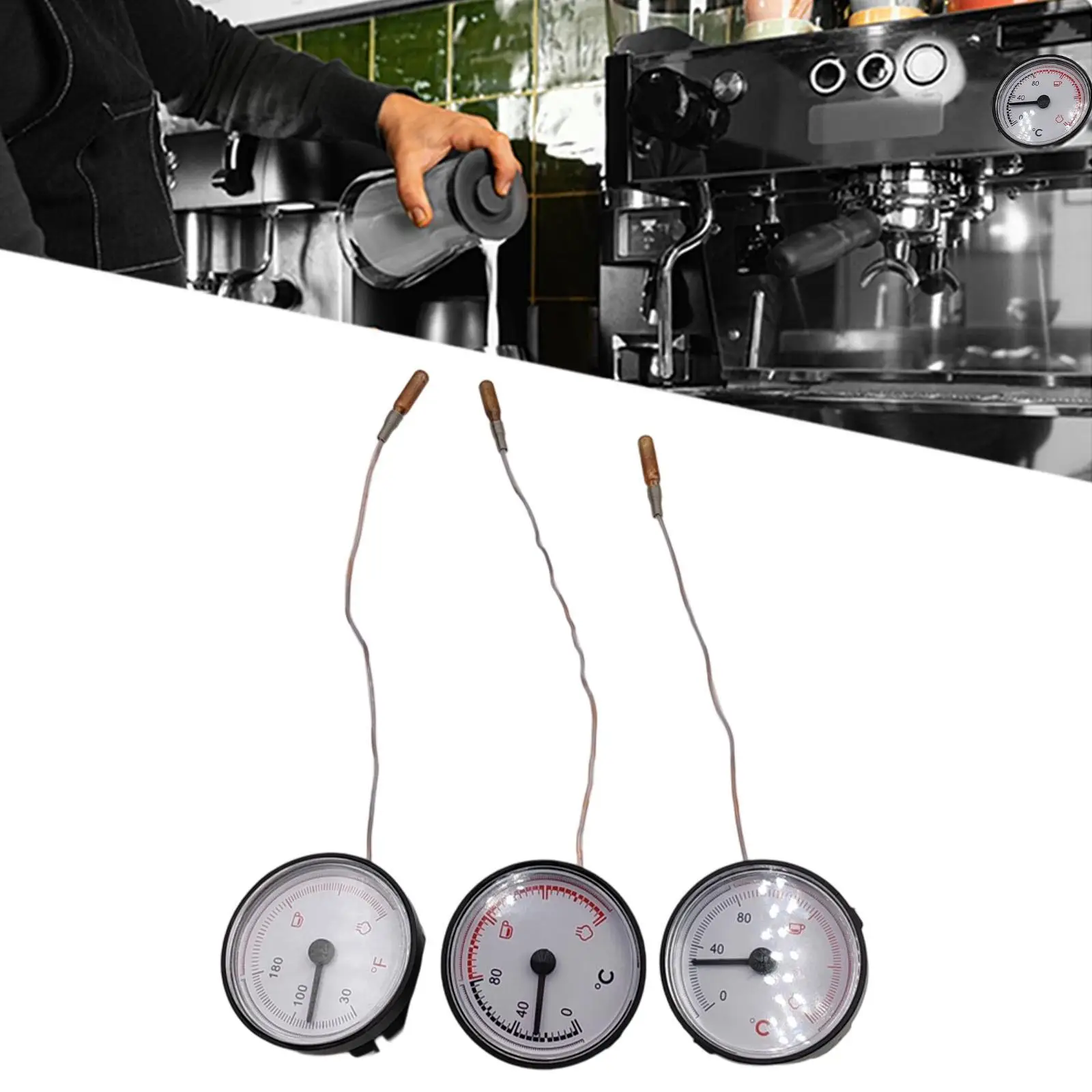 

Axial Dial Thermometer with Capillary Tube Diameter 55mm Home Office Kitchen Cooking Professional Indoor Measurement Mechanical