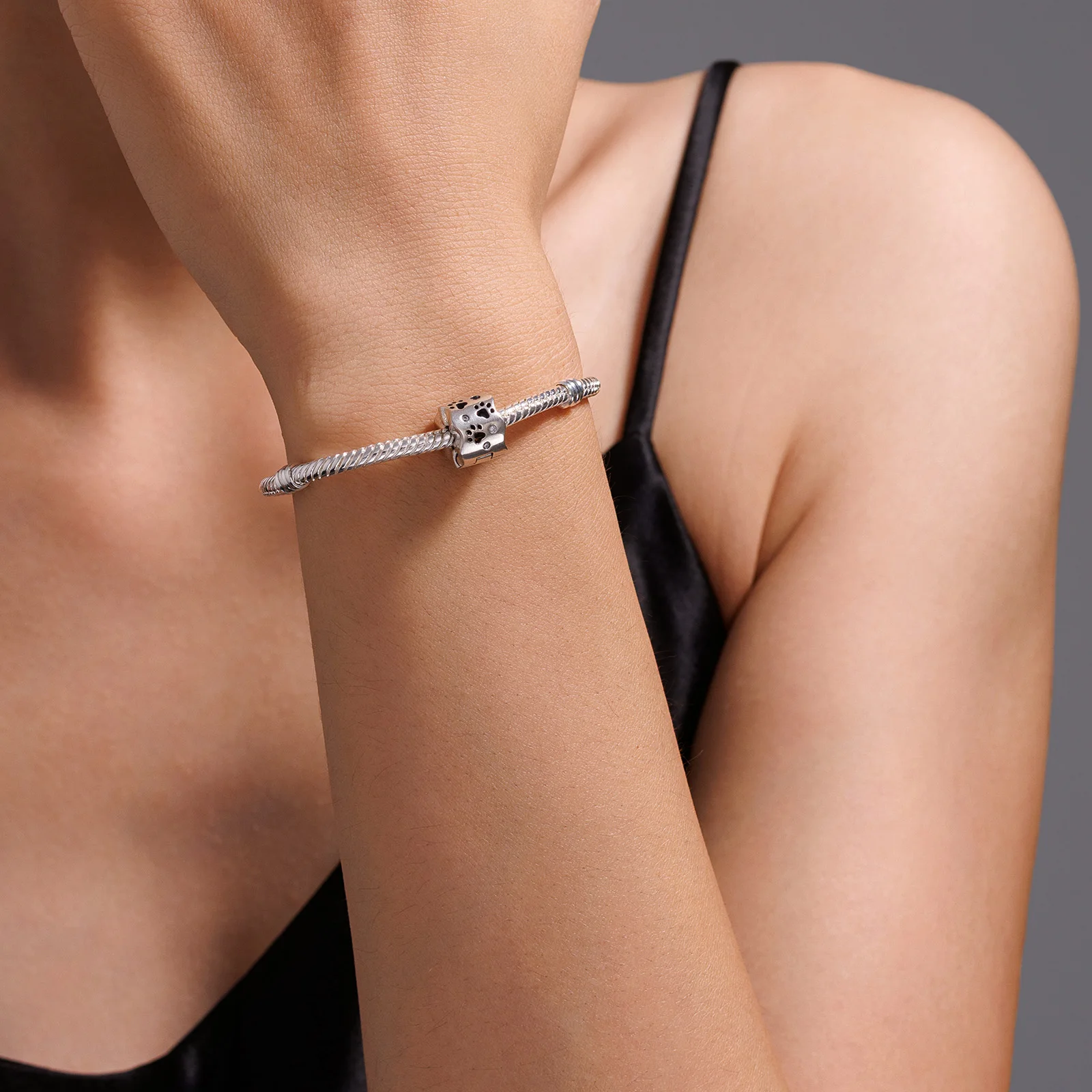925 Sterling Silver Positioning Buckle Charm Wave Dog Paw Original Bead Infinite Fit Bracelet Women's DIY Jewelry Love Hot Gift