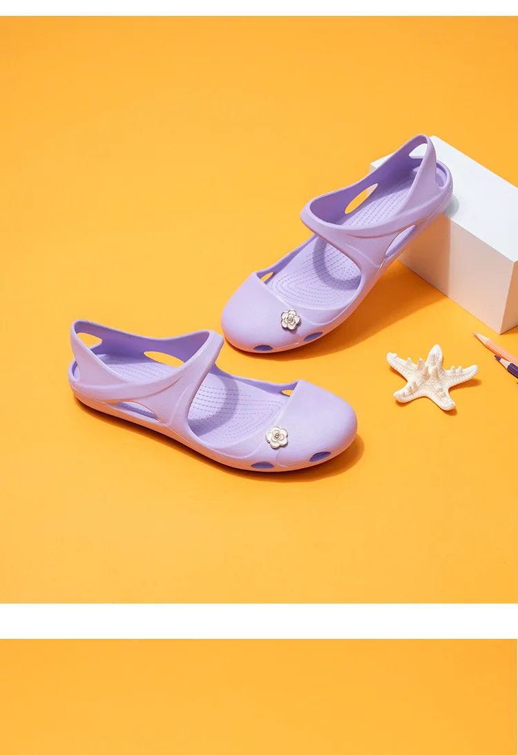 Damen EVA Yoga-Schuhe Einfarbige Geschlossene Zehensandalen Sommer Leichte Rutschfeste Damen-Flachschuhe Lässige Gehschuhe – Detail 19