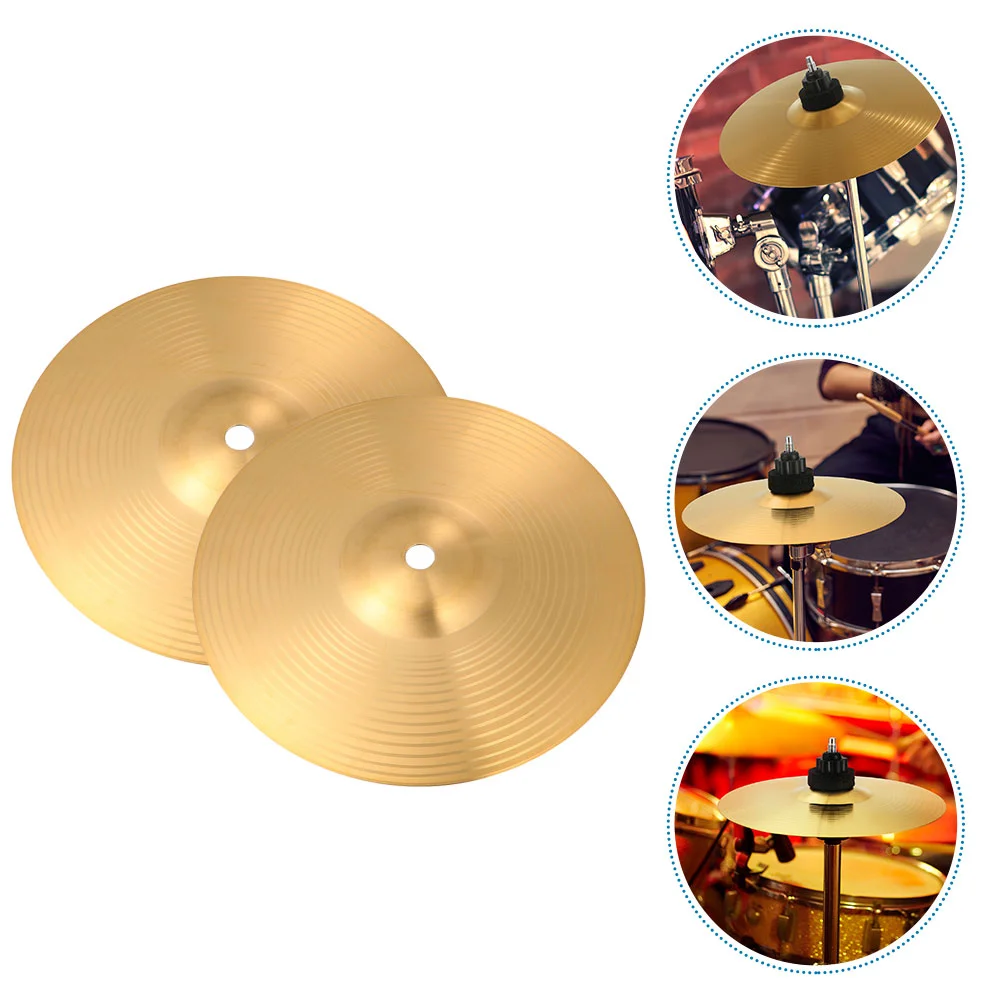 

2 Pcs Fadeless Drum Cymbals Easy Installation Percussion Jazz Thin -hat Golden Brass