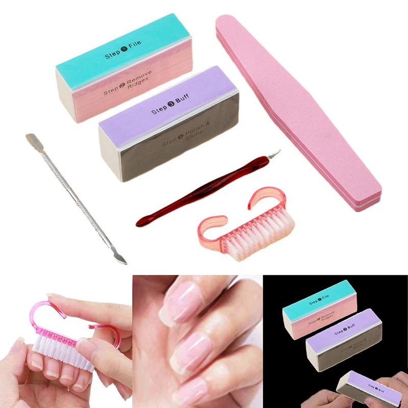 บล็อกบัฟเฟอร์เล็บ ตะไบเล็บและบัฟเฟอร์ บล็อกบัฟเฟอร์เล็บ Shine Files Sanding Polisher แปรงทําความสะอาดเล็บ ชุดเครื่องมือ