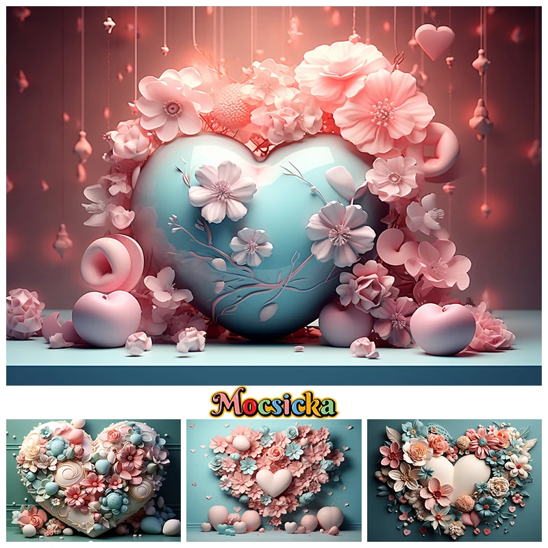 

Heart Lover Backdrop For Photography Valentine's Day Girl Newborn Portrait Floral Wall Background Decoration Photo Studio Props