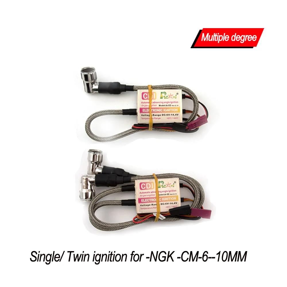 

1Set Rcexl Single/ Twin Ignition System CDI NGK CM6-10mm 90°/ 120 Degree/ Straight Spark Plug Special for DLE Gas Petrol Engine