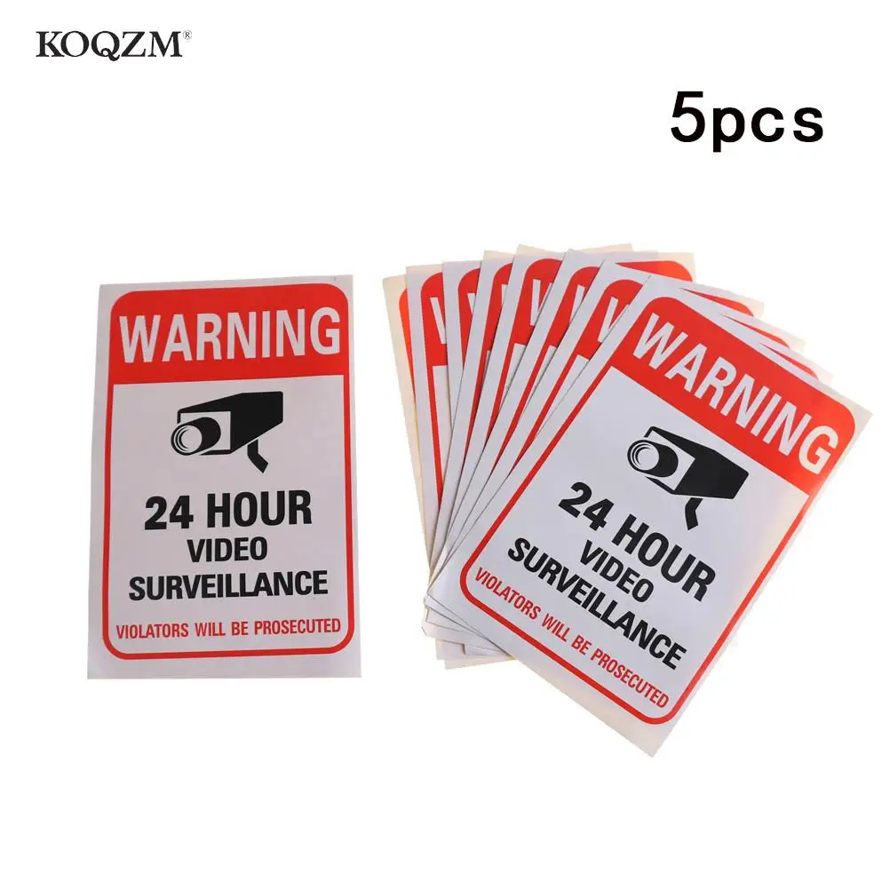 

5Pcs/lot 24H Video Camera System Warning Sign Wall Sticker Decal Surveillance Monitor Decal Public Area Security