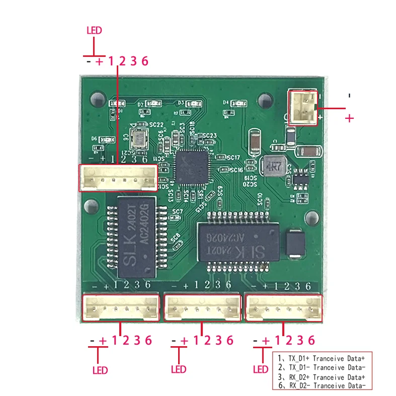 Módulo Mini PBCswitch com 4 portas Switches de rede, PCB Board, 10 m, 100m, PBC