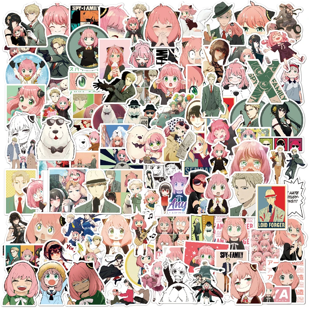 10/30/50/100pcs Kawaii Anya Spy×Family Anime Stickers Loid Yor Cartoon Sticker Car Luggage Scrapbooking Phone Damian Decals Toys