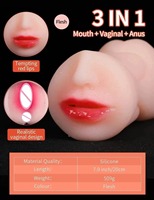 QINGAI - Male Three in One Sex Toy, Adult Product, Deep Throat, Artificial Mouth, Realistic Vagina，Realistic Anus，18+xxx