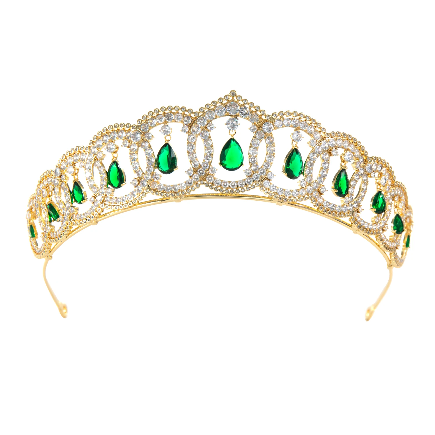 New Gold Zircon Tiara Bridal Wedding Hair Accessories Princess Birthday Headdress Crown Headband Headwear Accessories CH10479A
