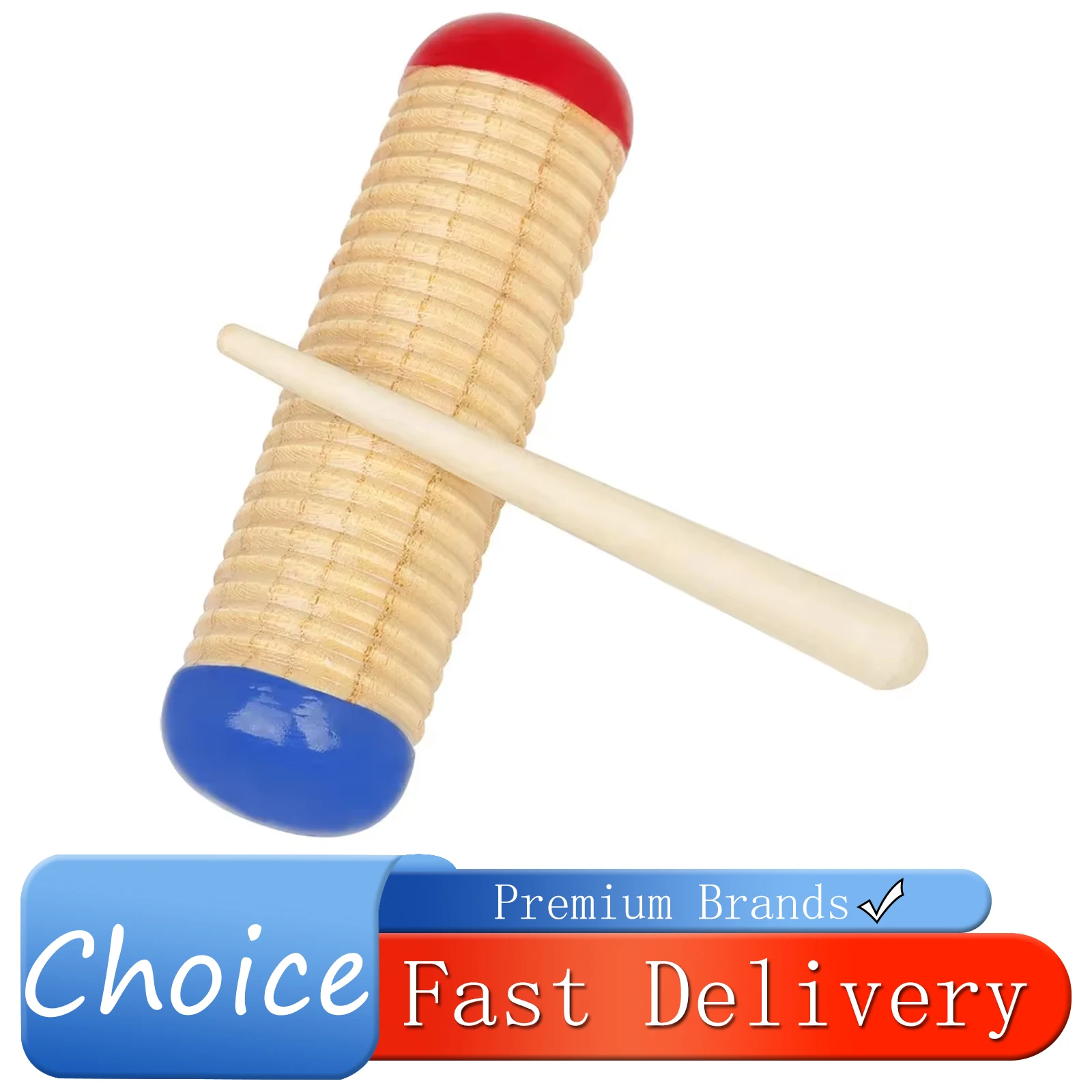 IRIN Orff Sand Cylinder Scraping Cylinder Red and Blue Solid Wood Percussion Instruments Children's Music Early Education