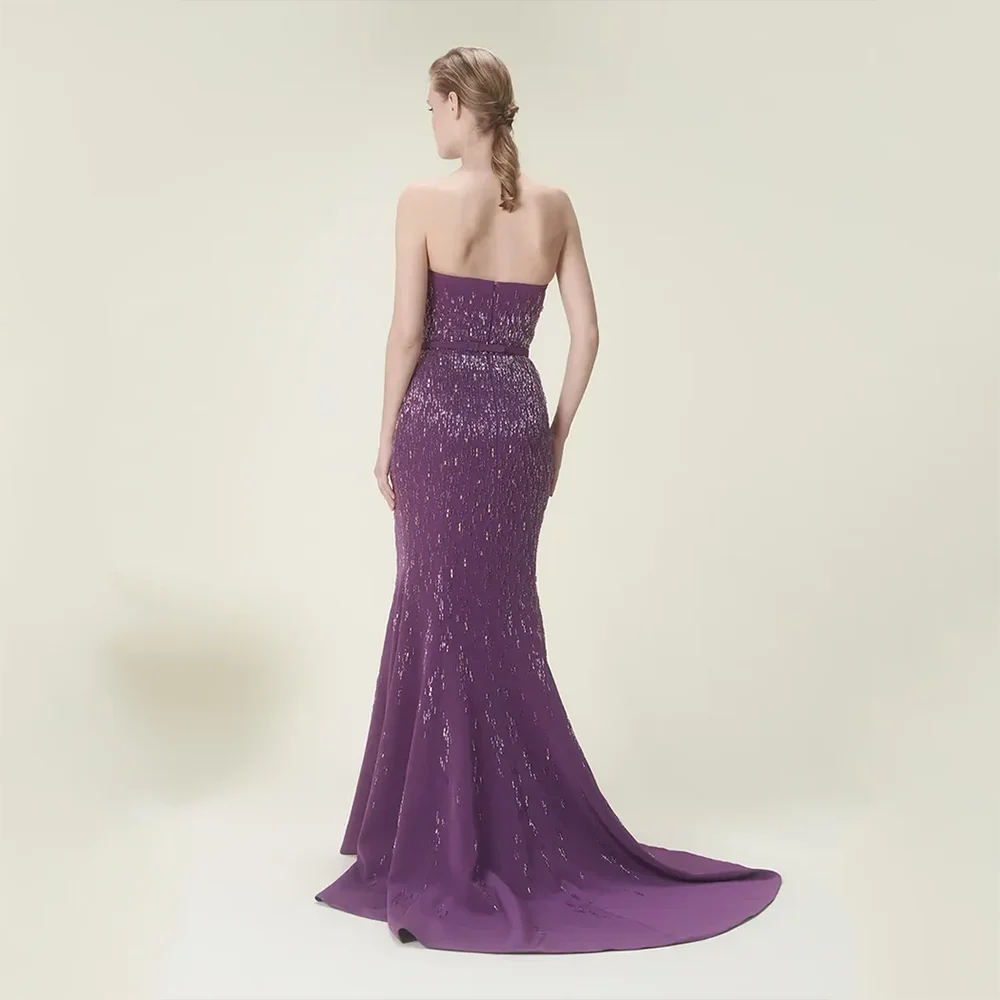 فساتين سهرة بسيطة بدون حمالات بدون أكمام حورية البحر حبة كريستال فساتين سهرة طول الأرض فساتين حفلة موسيقية حسب الطلب #2