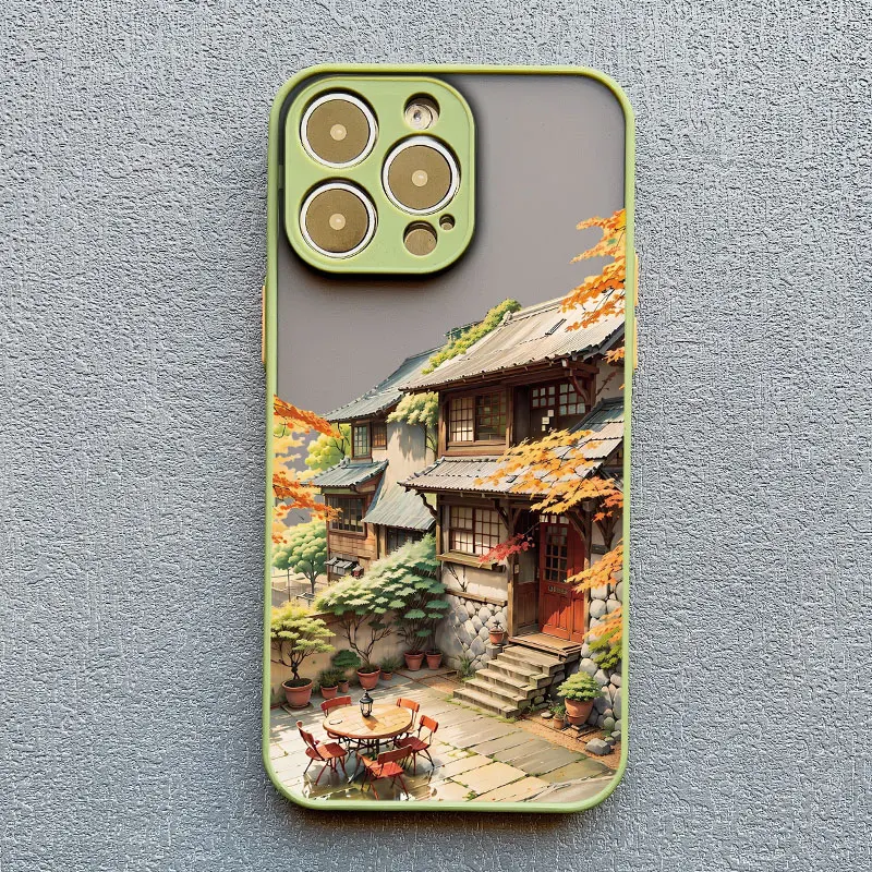 Vintage Ölgemälde Haus Handyhülle für iPhone 11 13 12 Pro MAX Mini XR XS X 17 16 15 14 Pro Max Plus Blumenhof Cover – Detail 13