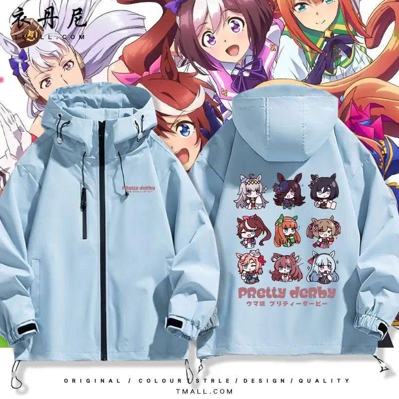 

Loose Fit Youthful ular Racing Girl Q Version Casual Jaet Windproof Polyester Fiber Long Sve Hooded Zipper Closure