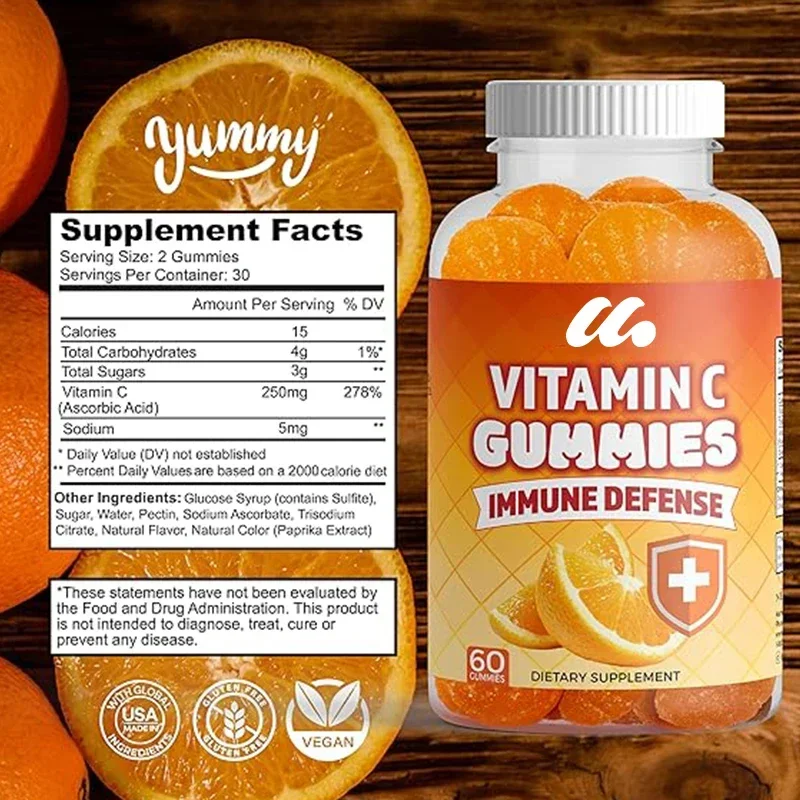 Vitamina C gummies arancia vitamina C gummies-vegetariano senza glutine (60 gummies)