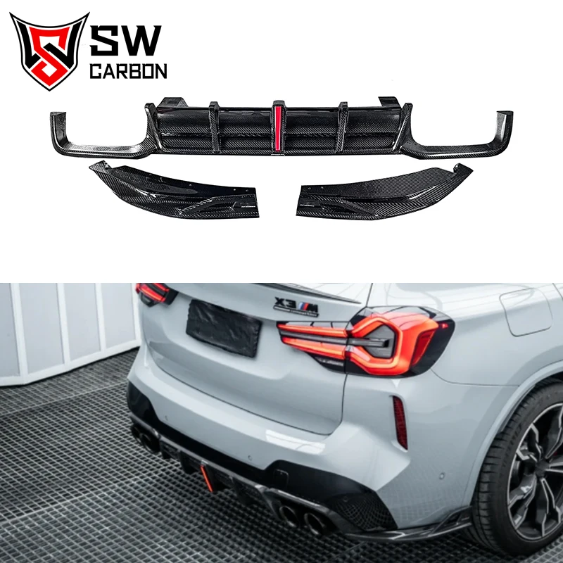 

For BMW X3M F97 X4M F98 Carbon Fiber AE Style Rear Diffuser Lip Under Spoiler Rear Bumper Splitter