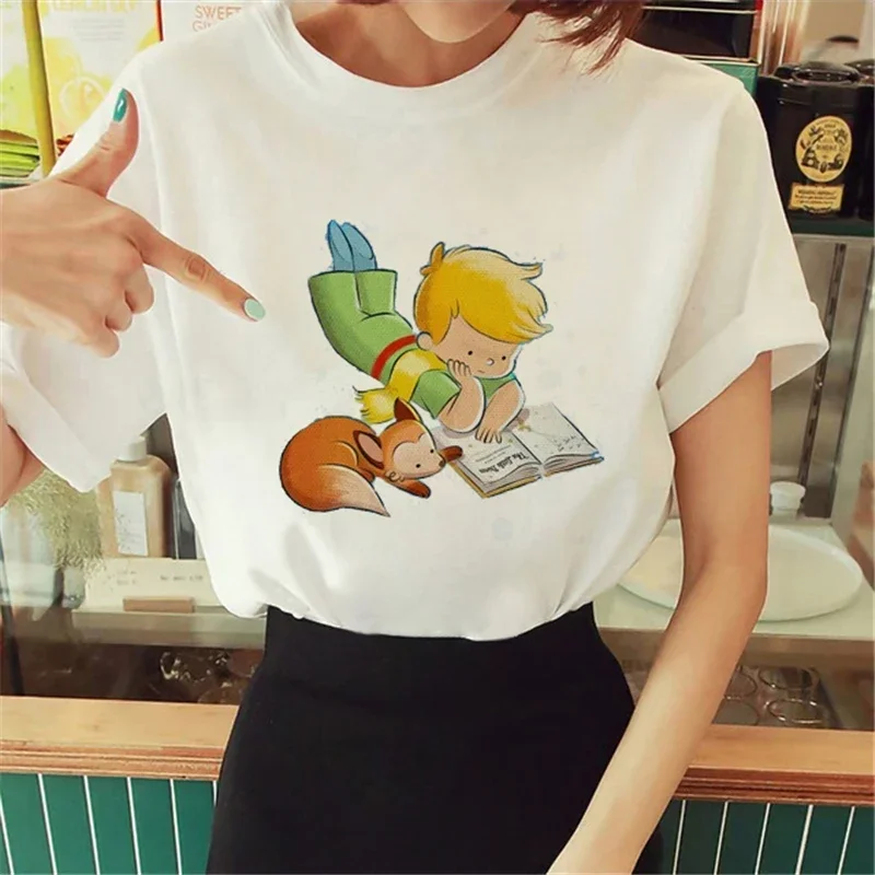 De Kleine Prins Gedrukte T-shirt Ronde Hals Korte Mouw Vrouwelijke Harajuku Dames T-shirts Casual Vrouwen Unisex Y2K Streetwear