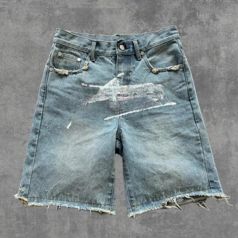 

Мужской повседневный спортивный костюм из 2 предметов: вышитая футболка и брюки-семерки (семидельные) для трансграничной торговли