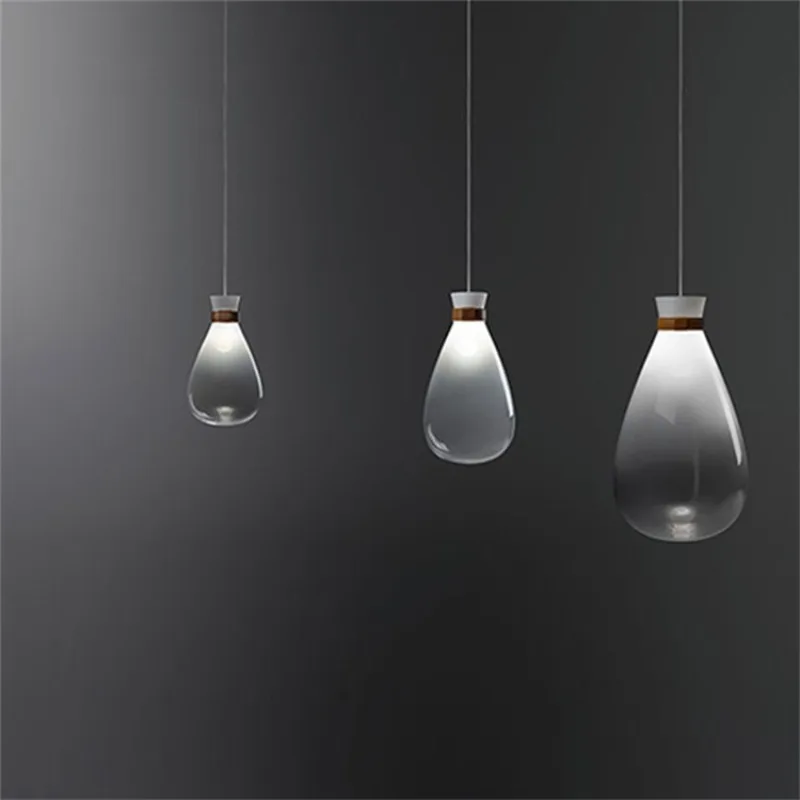 Modern Minimalist Staircase Belt Glass Pendant Lights Bar Restaurant Showcase Bedroom Headboard Small Minimalism LED Chandeliers
