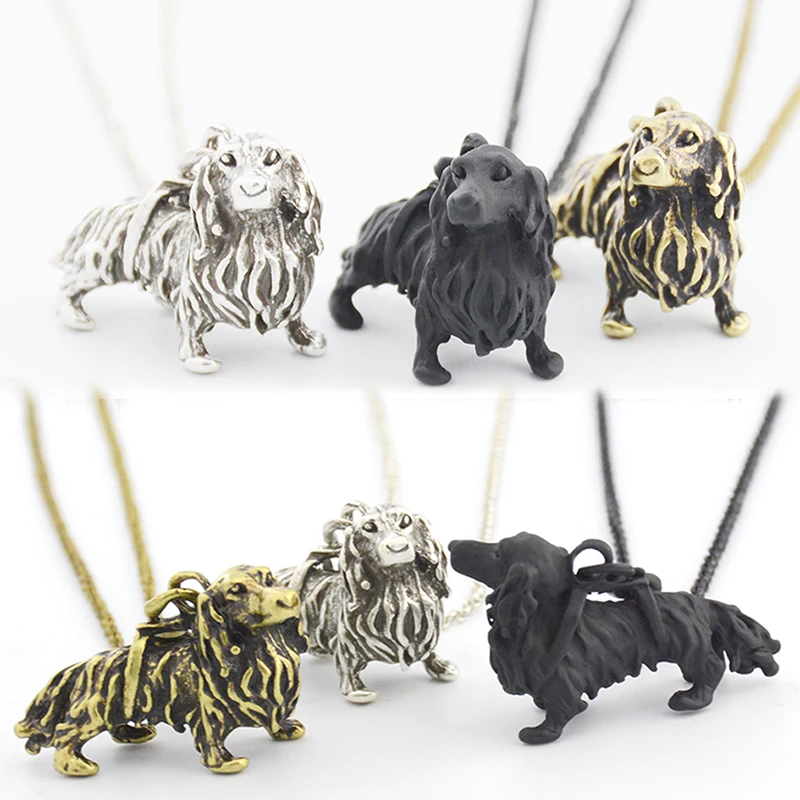 5 Style Black French Bulldog & Pug & Schnauzer & Long Hair Dachshund Dog Pendant Necklace Accessories for Women Men Jewellry