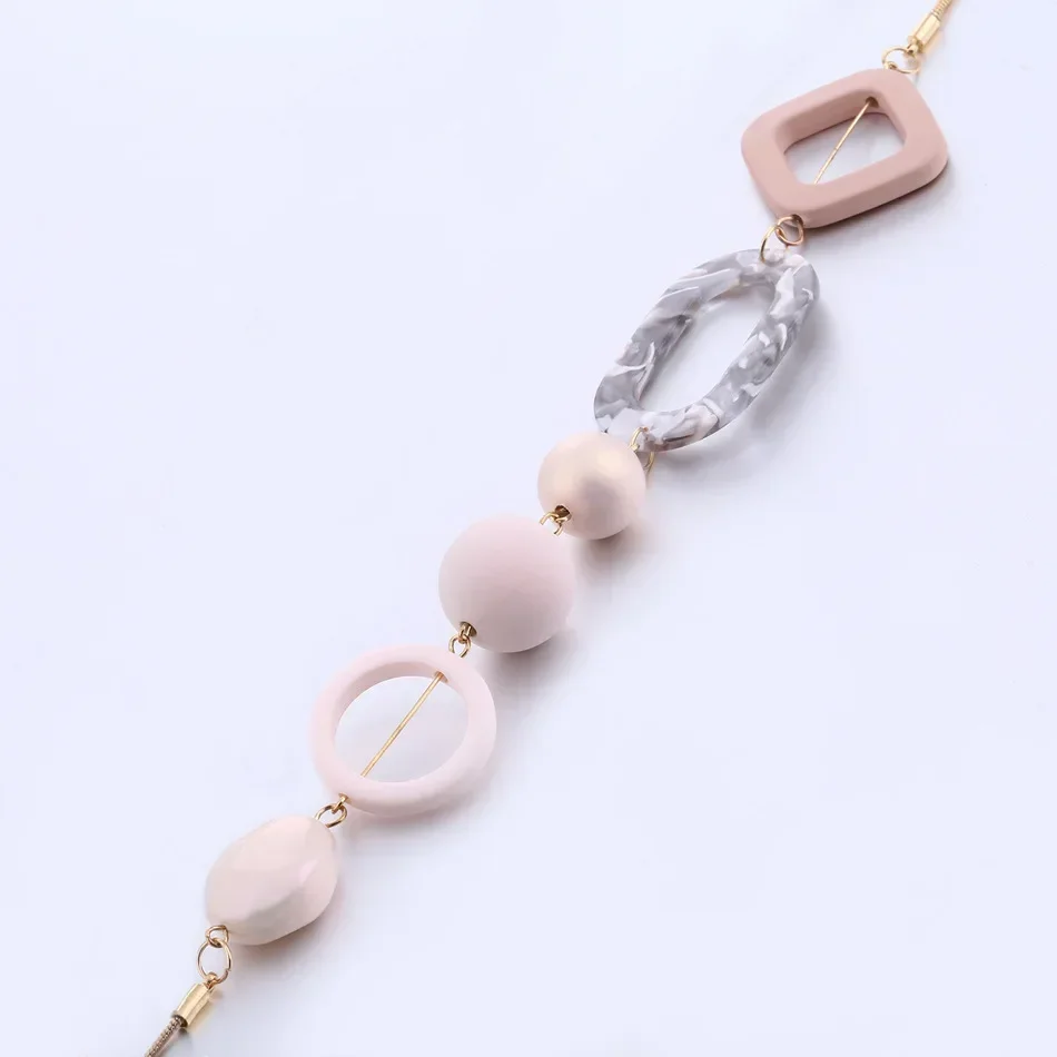 Women\'s Acrylic Beads Necklaces Round Circle Pendants for Women Colorful Beaded Necklace Fashion Chic Jewelry