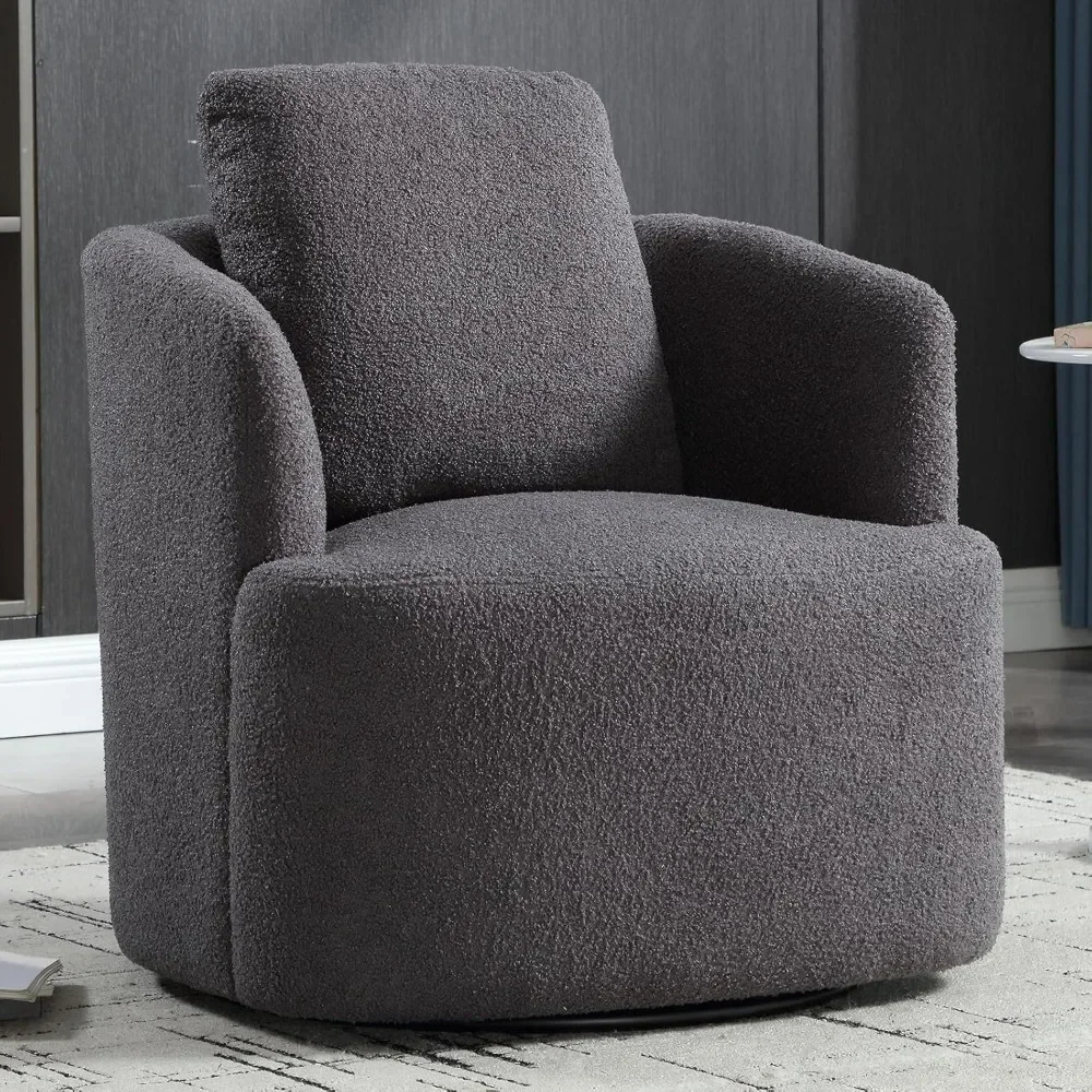 

Swivel Barrel Chair, 360 Degree Modern Round Swivel Accent Chairs for Living Room, Comfy Upholstered Teddy Boucle Swivel Chair