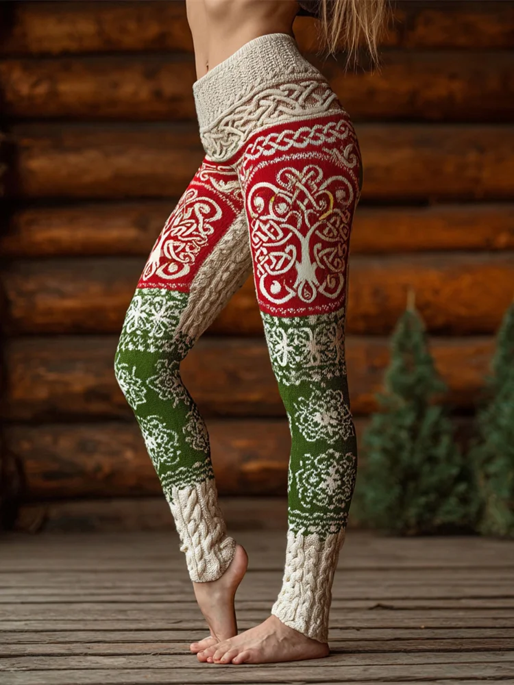 Women Christmas Print Leggings 3D Print Bottoms Christmas Theme Casual Pants Mid-Low Waist Nylon Fabric For Middle-Aged Leggings