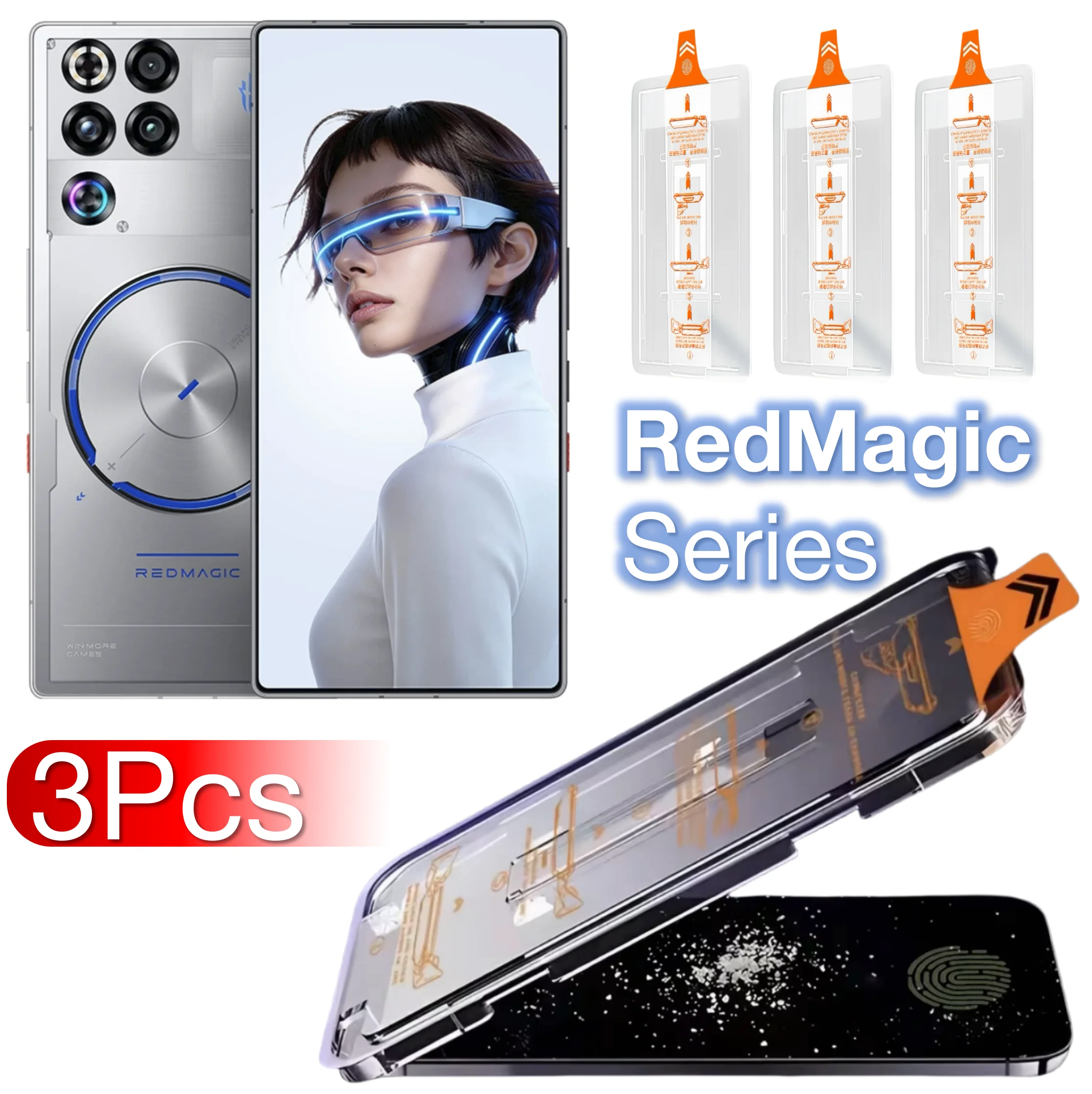 3 Stück für ZTE Nubia RedMagic Red Magic 11S 11 10S 10 9S 9 8 8S Pro Plus + 5G Displayschutzfolie aus gehärtetem Glas, Ultraschall, staubfrei
