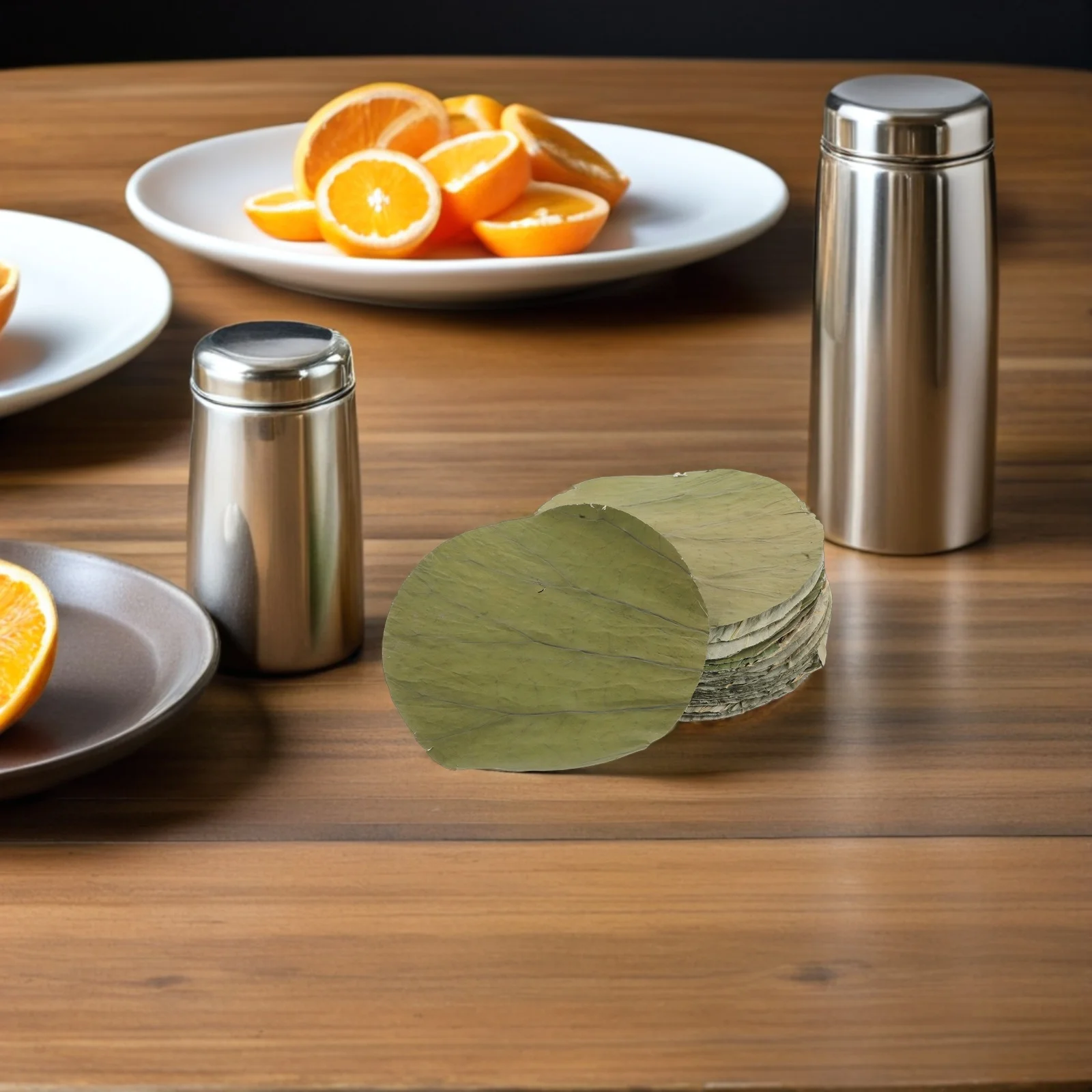 

100Pcs Lotus Leaf Sheets Sushi Garnish 16Cm Round Disposable Plate Liners for Food Presentation Party Serving Platter Decor