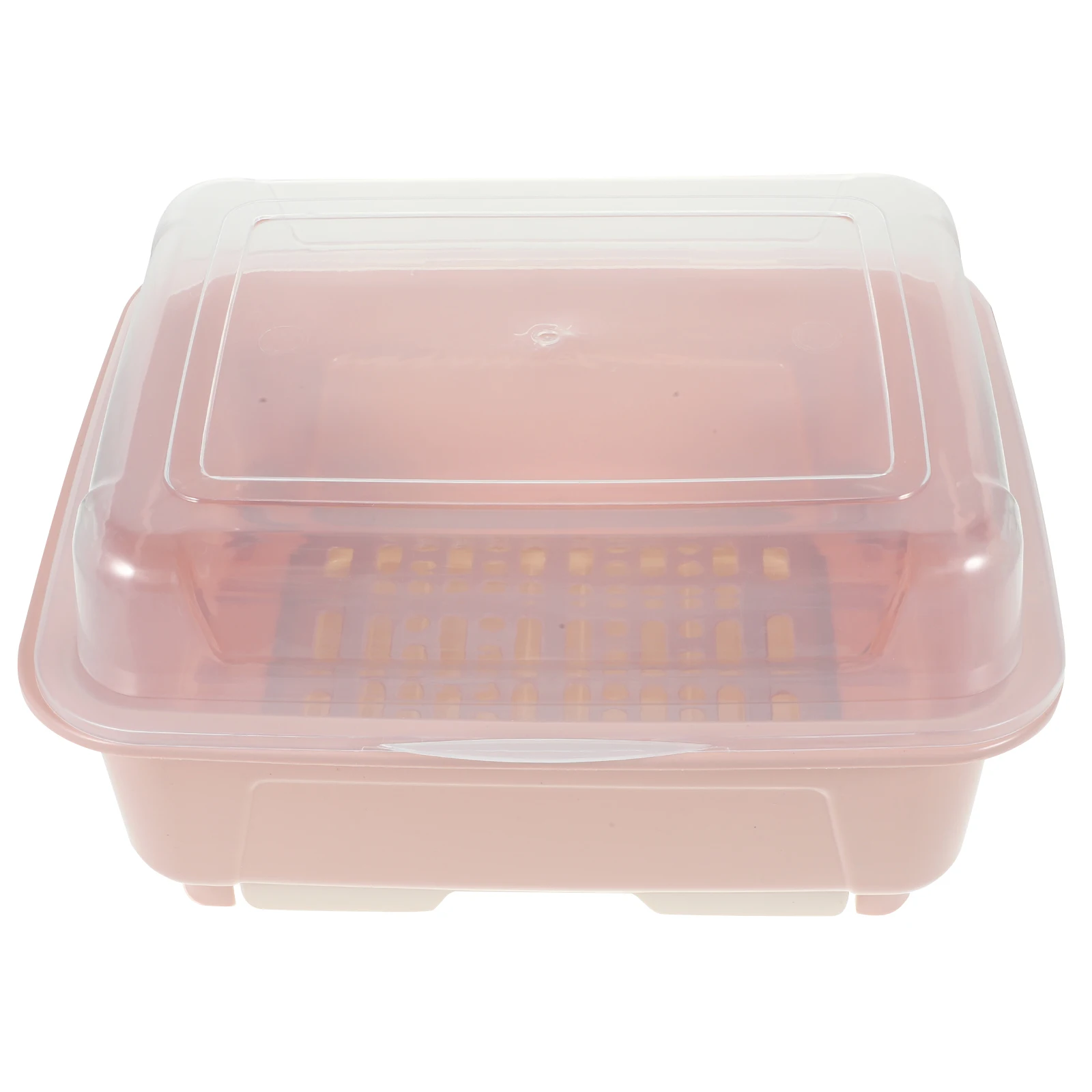 

Small Nordic Pink Kitchen Dish Rack Lid ABS Lightweight Smooth Edge Dish Drying Box Utensil Holder Covered Rack Tableware