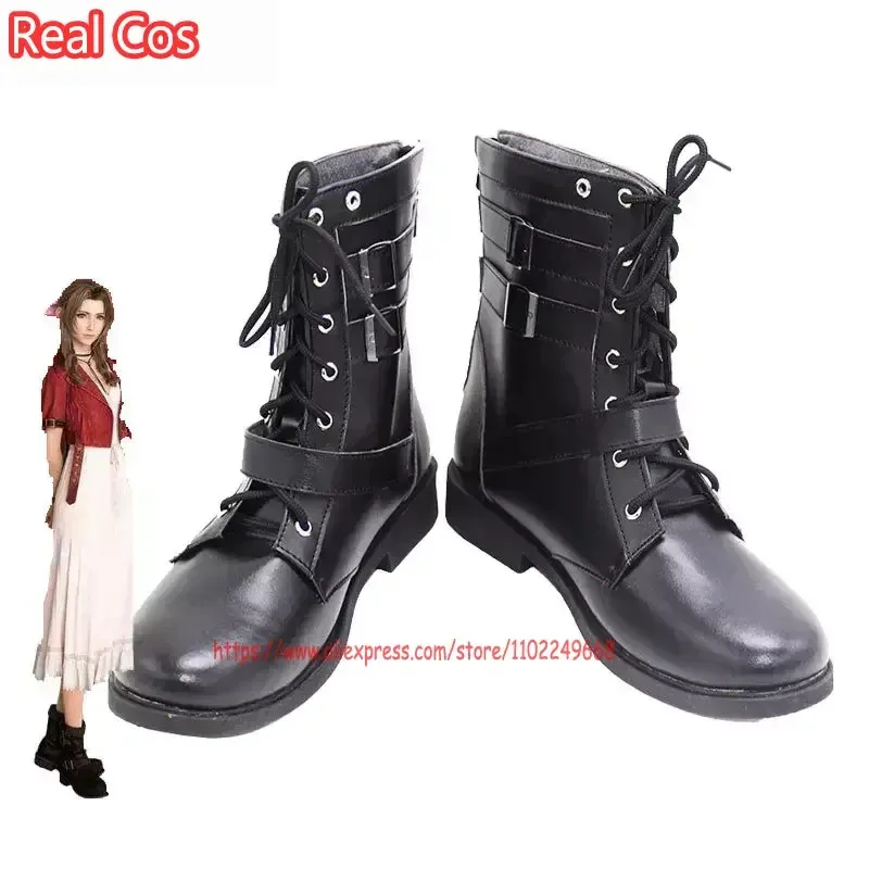 

RealCos Alice Shoes Aerith Gainsborough Cosplay Shoes Game FF7 Aeris Cosplay Prop PU Leather Shoes Halloween Boots