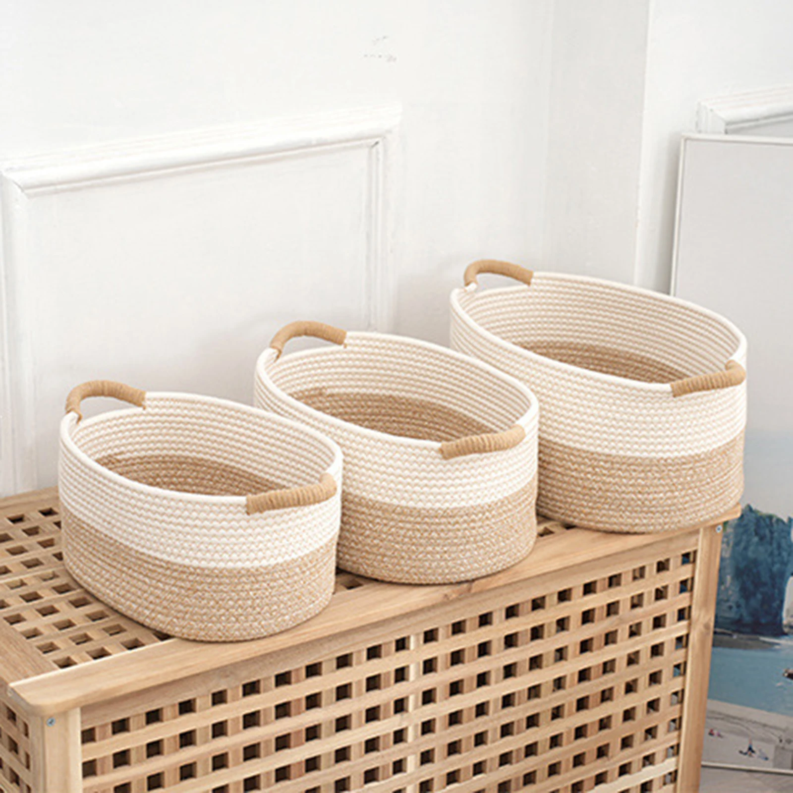 Rope Woven Baskets for Organizing Storage Basket Basket Portable Gift Basket Empty for Bathroom Home Nursery Desktop Books