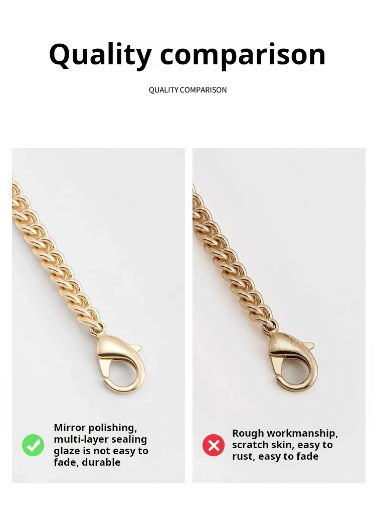 Chain strap Golden Bag Chain Accessories Metal Extension Chains Underarm Crossbody Shoulder Belt Replacement For Women's Bag