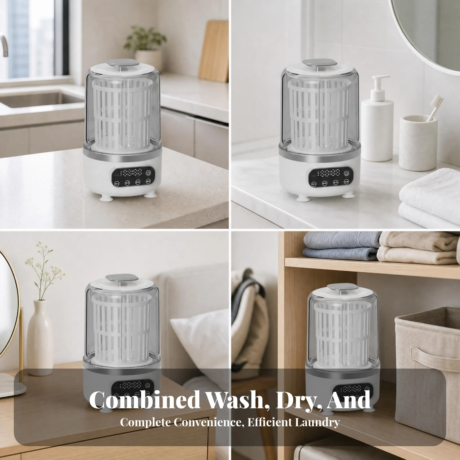 Cordless Mini Washing Machine Compact Portable Mini Washer Underwear Washer Transparent Tub Household Appliance Removable Basket