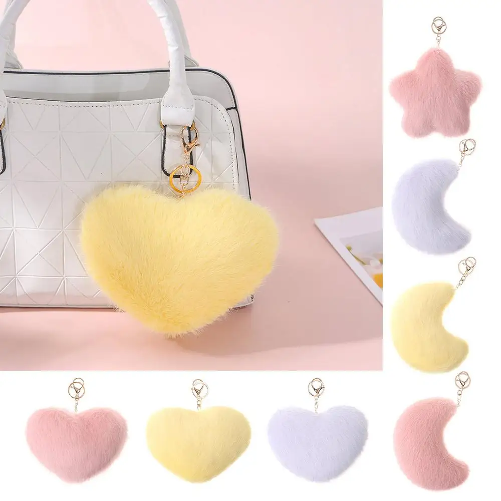 Creative Gift Moon Pattern Heart Plush Pillow Star Shape Pink Color Stuffed Pillow Soft PP Cotton Star Keychain Home Decorative