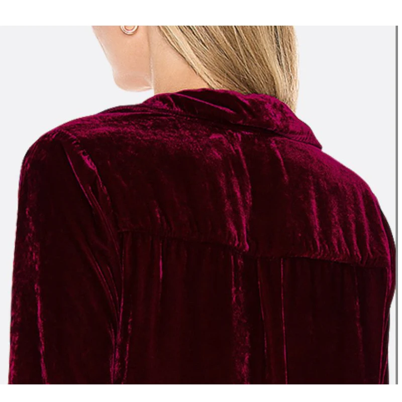 Silk Velvet Ladies Long Sleeve Shirt Temperament Fashion Women's Loose Plus-size Comfortable Soft Top