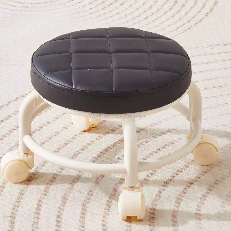 Household Rolling Low Stool with Casters, Movable Swivel Seat Stool for Living Room, Tile Grout Work Use