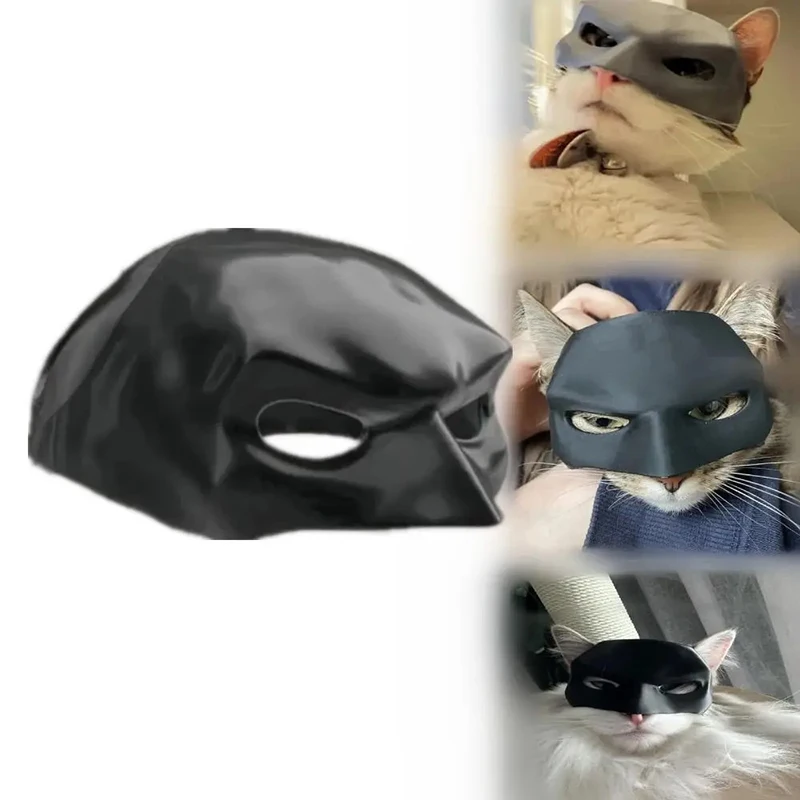 Masque de chauve-souris noire Avenger pour chats et chiens, masque de maquillage, jouets pour animaux de compagnie, sourire cool, décorations d'Halloween, héros mignon