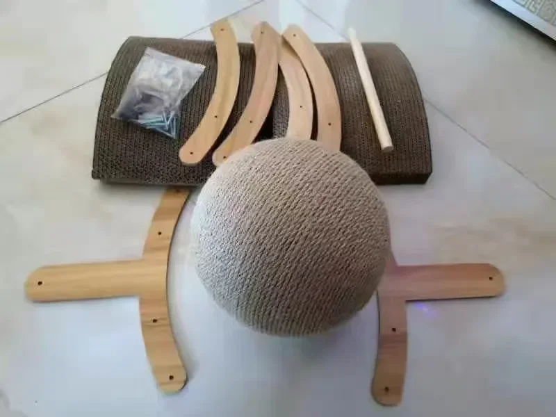 Hölzerner Katzenkratzball, 2-in-1-Kratzball für Katzen, Sisal-Kratzbrett, verschleißfestes Schleifpfoten-Spielzeug, Massivholzschaber für Katzen – Detail 12