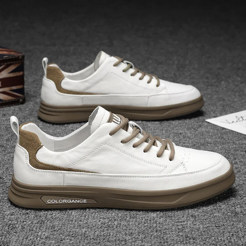 

Мужская обувь, кожаная повседневная обувь, новые уличные кроссовки, удобная вулканизированная обувь на шнуровке, модные мужские кроссовки на мягкой подошве