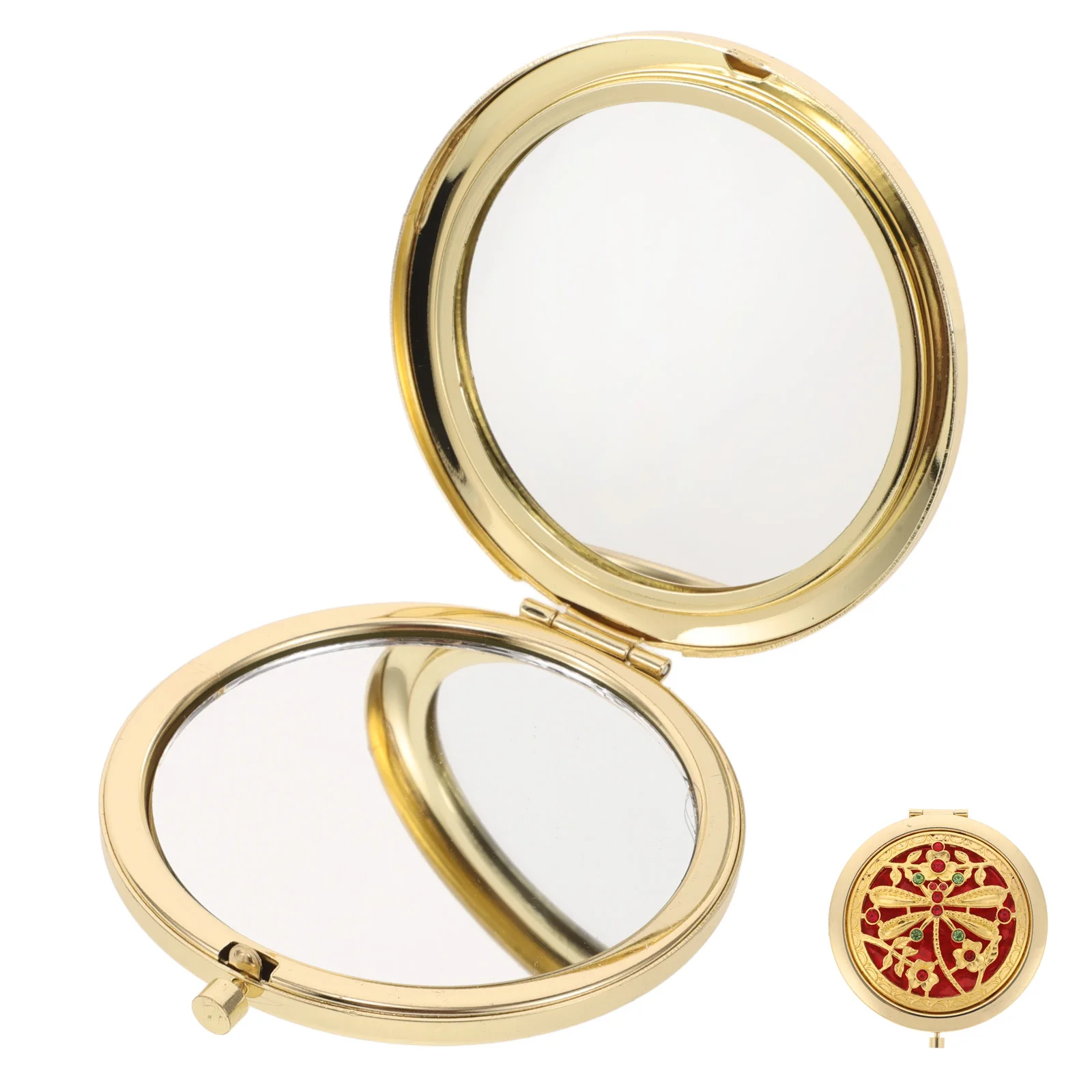 Vintage compacte opvouwbare make-upspiegel Dubbelzijdige zak Mini Travel Kleine draagbare portemonneespiegel voor dames