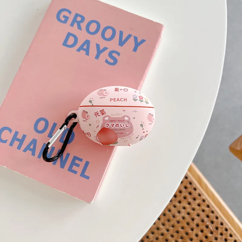 جراب سماعة لهاتف هاواوي فريكليب ، تصميم نمط مشروب فواكه كرتوني ، غطاء سماعة رأس مع خطاف ، ملصق كريستال