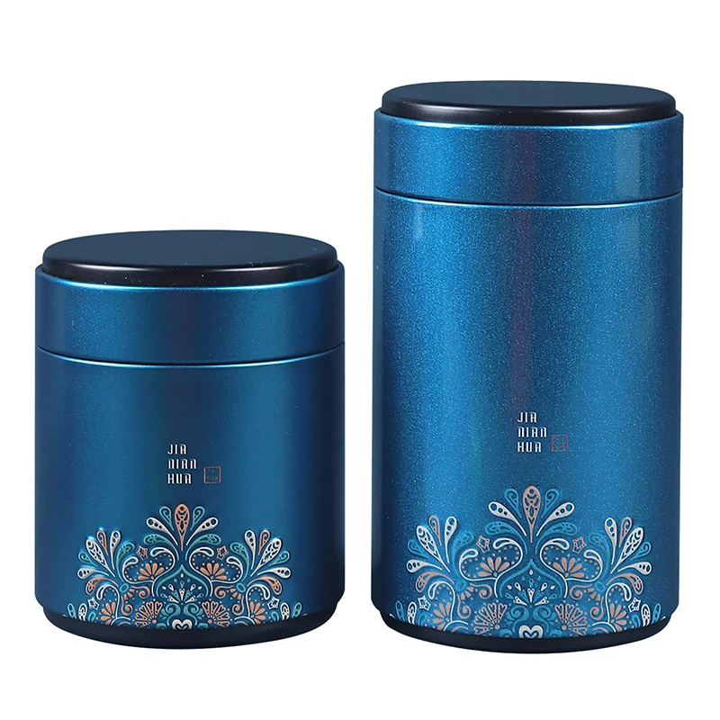 Boîte de thé vide à imprimés exquis, pot scellé de thé vert noir domestique, petite boîte d'emballage de thé Portable, boîte de rangement en fer blanc