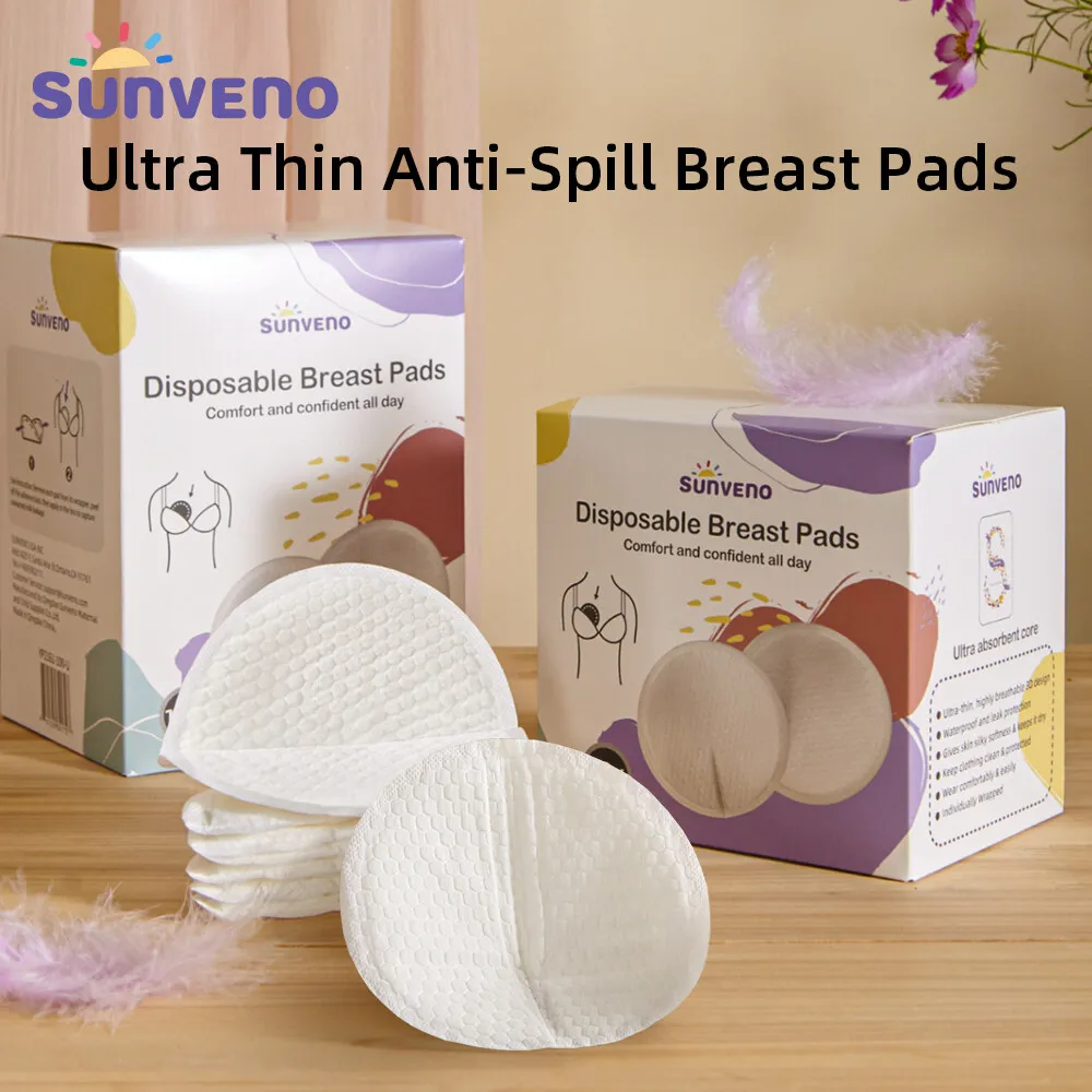 SUNVENO 60/100pcs Disposable Nursing Pads,Breast Pads for Breastfeeding,Portable Anti-overflow Pads for Moms,Absorbent