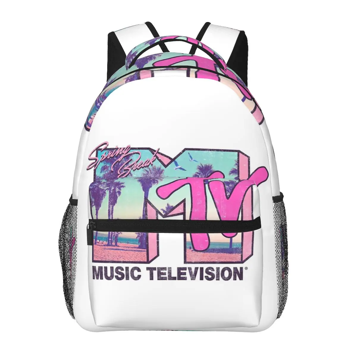 MTV Spring Break Beach-Side Logo Backpacks Boys Girls Bookbag Children School Bags Cartoon Rucksack Shoulder Bag Large Capacity
