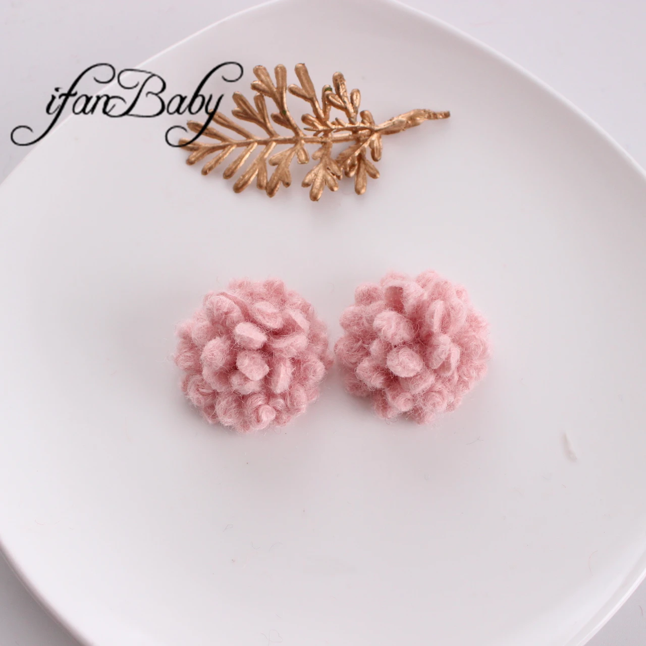 3.8cm Ball Felt Wool Hair Flowers Soft Korean Daisy Flower DIY Handmade Hair Accessories Fabric Floral