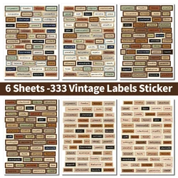 6Sheets Vintage English Words Stickers Kit for Journaling ,Scrapbooking,The Word of Year Labels for Notebook,Journaling Supplies
