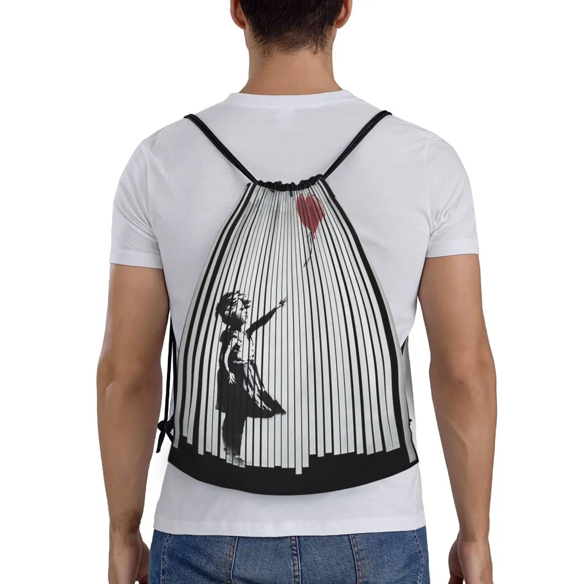 

Hey! I Fixed It! Banksy Shredded Balloon Girl Backpacks Casual Drawstring Bags Sports Bag Book Bags For Man Woman Students
