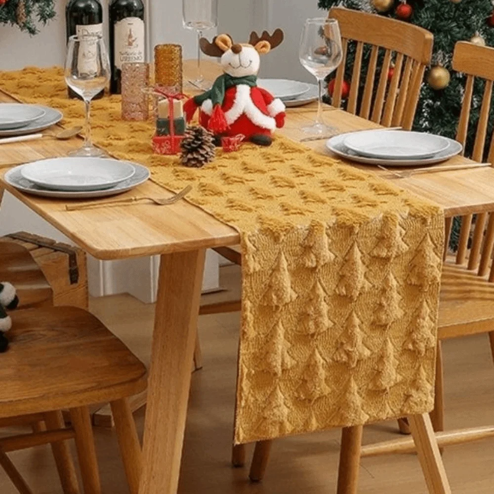 New Christmas Table Runner Polyester 3D Design Party Table Setting 33*183cm Sequin Texture Dining Table Decor Home Decor