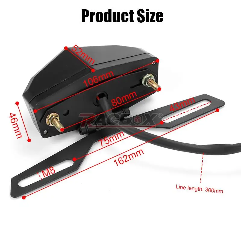 4 in 1 Universal Motorcycle LED Tail Light Rear Brake Stop Indicator Turn Signal Lights License Plate Lamp ATV Pit Dirt Bike 12V